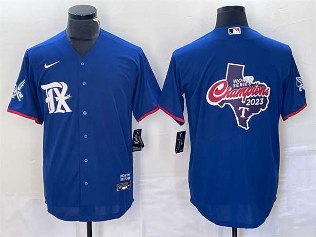 Mens Texas Rangers Royal 2023 World Series Champions Big Logo Cool Base Stitched Baseball Jersey,We sell and wholesale Mens Texas Rangers Royal 2023 World Series Champions Big Logo Cool Base Stitched Baseball Jersey on line form chian!